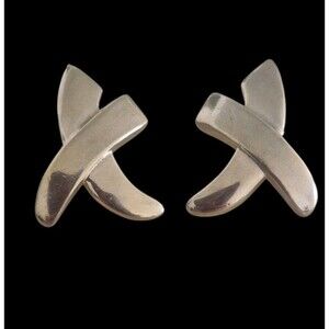 Vintage 80s Gold Tone "X" Pierced Earrings Signed PCI